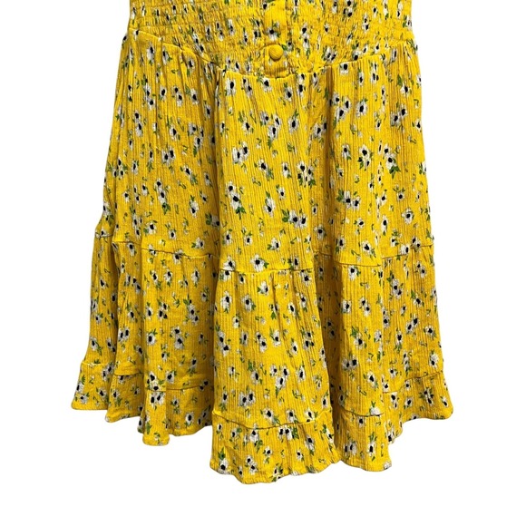 ASOS DESIGN Mini Dress Womens 8 Yellow Floral Deep V Smocked Sundress Ruffle - Picture 8 of 11